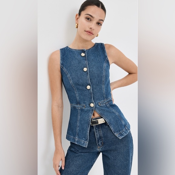 NWT Reformation Ophelia Denim Top in Keila Size 6 Vest - Picture 7 of 13